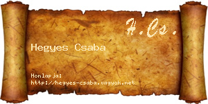 Hegyes Csaba névjegykártya